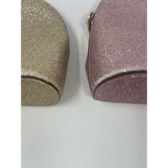 KATE SPADE Rose Gold/Pink and Gold Glitter Domed Cosmetic Bag Set of 2 - Picture 4 of 10